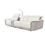Modulate 4 Piece Recliner Snow Ice Leather with Black Fabric - Angled View 