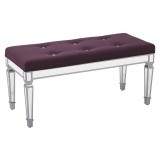 Reflections 42" Mirror Finish Framed Bench With Padded Port Velvet Fabric Top