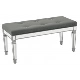 Mirror Finish Framed Bench With Padded Graphite Velvet Fabric Top