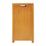 Natural Finished Rectangular Laundry Wood Hamper - Side