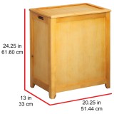 Natural Finished Rectangular Laundry Wood Hamper - Dimensions