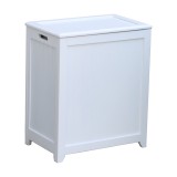 White Finished Rectangular Laundry Wood Hamper - Closed