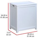 White Finished Rectangular Laundry Wood Hamper - Dimensions