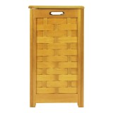 Natural Finished Rectangular Veneer Laundry Wood Hamper with Interior Bag - Side