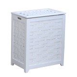 White Finished Wood Hamper - Closed