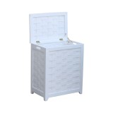 White Finished Wood Hamper - Lit Totally Open