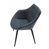 Rosy Armchair In Anthracite Grey - Top Side Angled