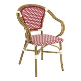 Hand Painted Aluminum Frame Arm Chair W/ PE Weave And Binding Back And Seat - Bordeaux