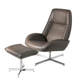 Roma Chair With Footrest In Yeti Fabric - White BG
