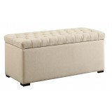 Sahara Tufted Storage Bench - Linen Fabric