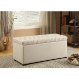 Sahara Tufted Storage Bench - Linen Fabric