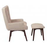 Dalton Chair with Ottoman - Cream Side