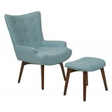 Dalton Chair with Ottoman - Torquois
