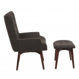 Dalton Chair with Ottoman - Brown Side