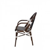 Paris Dining Arm Chair - Black and White - Side
