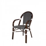 Paris Dining Arm Chair - Black and White - Angled