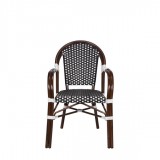 Paris Dining Arm Chair - Black and White - Front