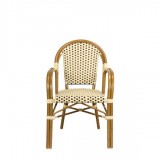 Paris Dining Arm Chair - Cream and Chocolate - Front