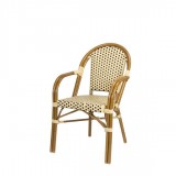 Paris Dining Arm Chair - Cream and Chocolate - Angled
