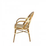 Paris Dining Arm Chair - Cream and Chocolate - Side