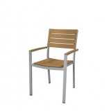 Vienna Dining Arm Chair - Teak - Angled
