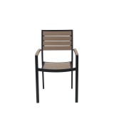Napa Dining Arm Chair - Black Frame - Gray Seat and Back - Front