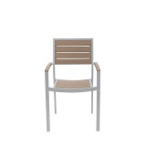 Napa Dining Arm Chair - Silver Frame - Gray Seat and Back