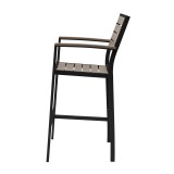 Napa Bar Arm Chair - Black Frame - Gray Seat & Back - Side