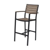 Napa Bar Arm Chair - Black Frame - Gray Seat & Back