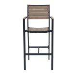 Napa Bar Arm Chair - Black Frame - Gray Seat & Back - Front