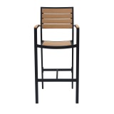 Napa Bar Arm Chair - Black Frame - Teak Seat & Back - Front