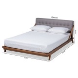 Baxton Studio Sante Upholstered Wood Platform Bed - Grey 
