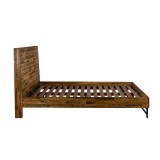 Cusco 3 Piece Acacia Queen Bed and Nightstands Bedroom Set  - Side with no Cushion