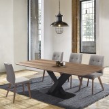 Noble Mid-Century Walnut Wood 5 Piece Dining Set - Lifestyle