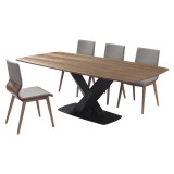 Everett Mid-Century Walnut Wood 5 Piece Dining Set - White BG