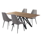Modena Mid-Century Walnut Wood 5 Piece Dining Set - White BG