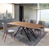 Wade Mid-Century Walnut Wood 5 Piece Dining Set - Lifestyle