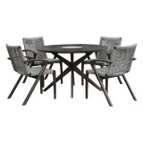 Oasis and Brielle 5 Piece Dark/Light Eucalyptus and Stone Outdoor Patio Dining Set 