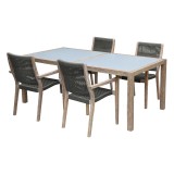Sienna and Madsen 5 Piece Outdoor Patio Eucalyptus Wood Dining Set
