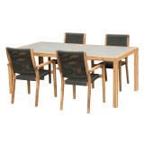 Sienna and Madsen 5 Piece Outdoor Patio Acacia Wood Dining Set