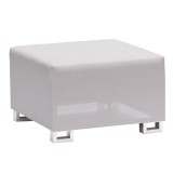 Lagoon 4 piece Outdoor Textilene Footstool Set in Taupe with Sky Blue Accent Pillows