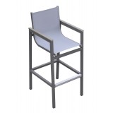 Marina Outdoor Patio Barstool in Grey Finish and Grey Wood Top