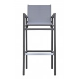 Marina Outdoor Patio Barstool in Grey Finish and Grey Wood Top - Front