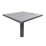 Marina Outdoor Patio Table in Grey Finish and Grey Wood Top - Table Top 