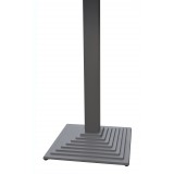 Marina Outdoor Patio Table in Grey Finish and Grey Wood Top - Base Close-Up