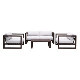 Paradise 4 Piece Outdoor Patio Eucalyptus Wood Sofa Seating Set with Dark