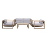 Paradise 4 Piece Outdoor Patio Eucalyptus Wood Sofa Seating Set with Dark
