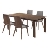 Treviso Mid-Century Walnut Wood 5 Piece Dining Set - White BG