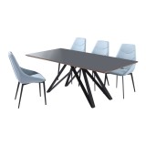 Urbino Contemporary Grey Glass 5 Piece Metal Dining Set - White BG