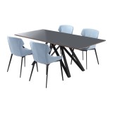 Kenna Contemporary Grey Glass 5 Piece Metal Dining Set - White BG